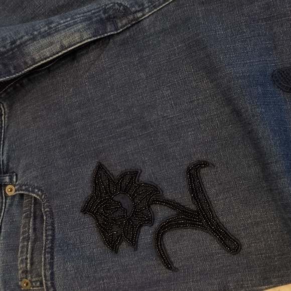 Magaschoni Butterfly Embroidered Beaded Bohemian Skinny Embellishments Jeans 14 - Picture 7 of 9